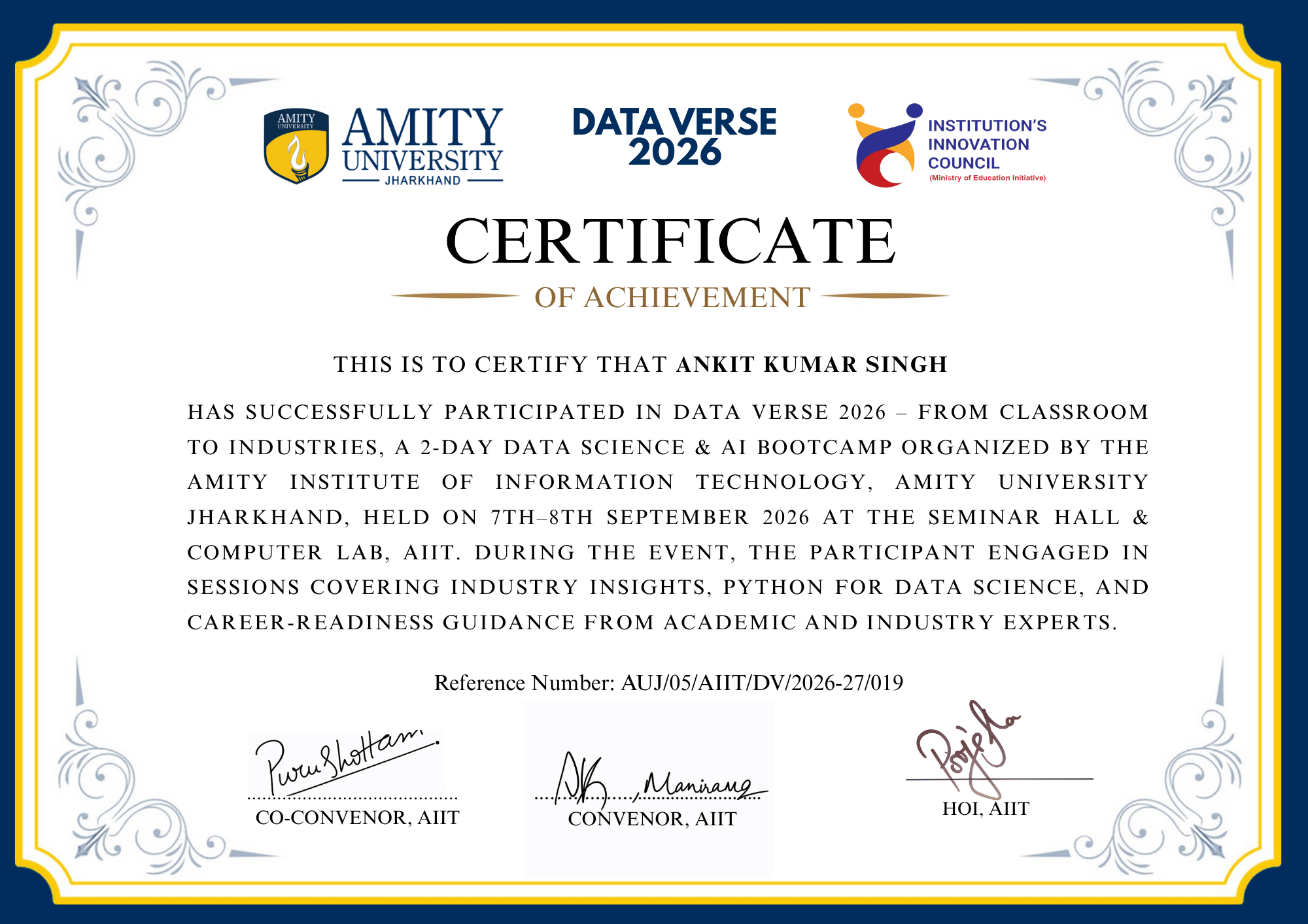 Amity University Jharkhand Data Verse
